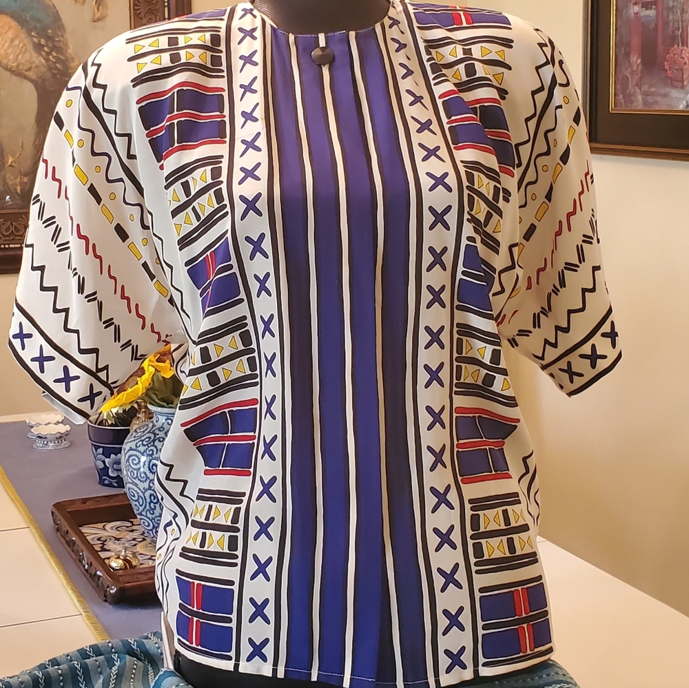 Vintage Via Condotti Florida Silk Blouse